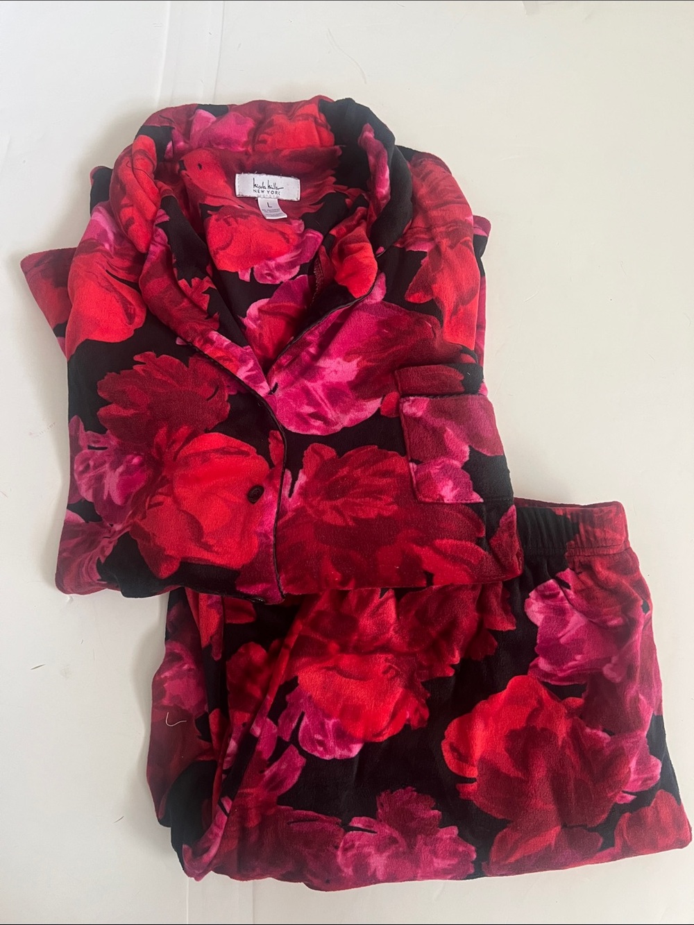 Nicole Miller Red & Pink Floral Button-Up Blouse